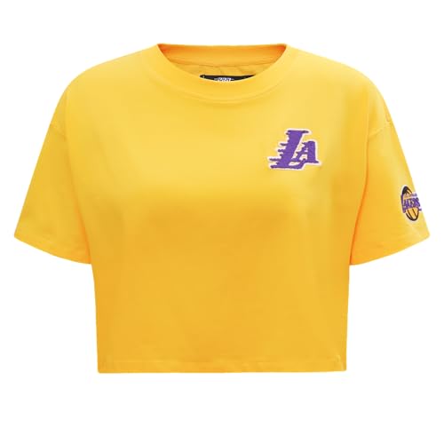 Pro Standard Womens NBA Los Angeles Lakers Classic Chenille Short Sleeve Boxy Tee Yellow L by Pro Standard - Used condition - US$26.09