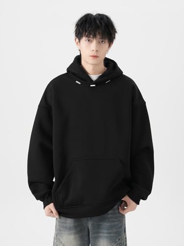 Men's High Street Fleece Lined Hoodie Loose Fit Couple's Style Spring2