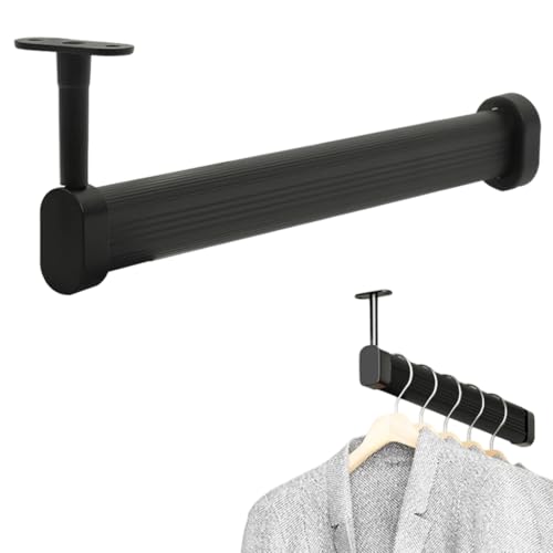 Image of HASTHIP Wardrobe Hanger Rod - 11.8'' Aluminum Closet Hanger Rod, Under Wardrobe Shelf Clothes Hang Rods, Adjustable Spacing Design, with Pre-punched Mounting Plates & Screws