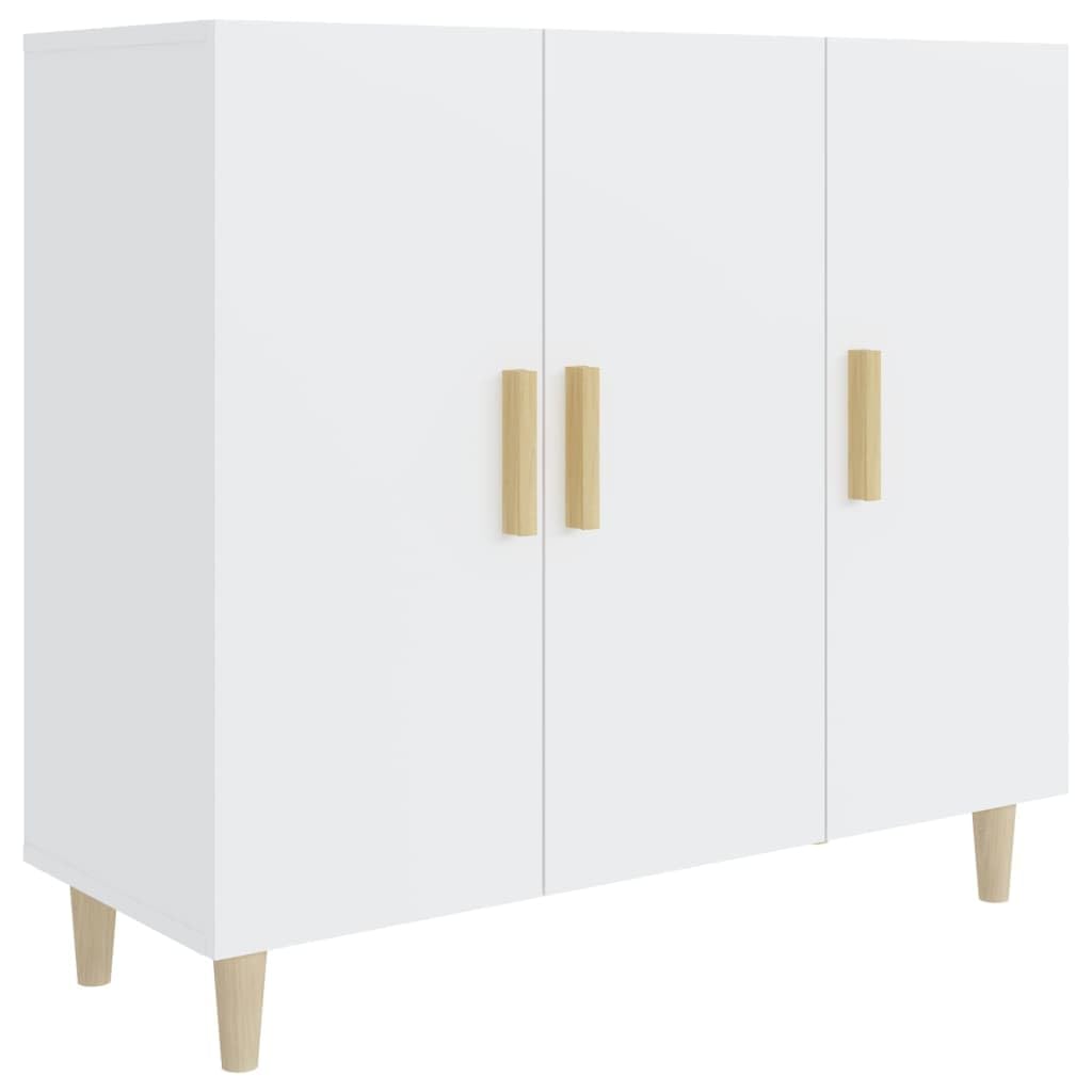 Credenza Bianca 90x34x80 cm in Legno Multistrato La credenza è dotata di 3 ante，Madia Soggiorno Moderna，Mobile Bar Per Casa Salotto