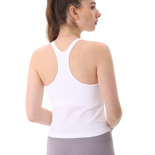 Image of sphinx cat Womens Ribbed Workout Crop Tops with Built in Bra Yoga Racerback Tank Top Slim Fit