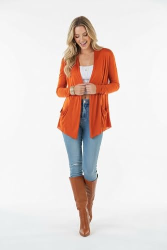 Image of ToBeInStyle Womens Open Front Long Sleeve Lightweight Asymmetrical Draped Cardigan with Side Pockets