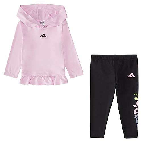 Image of adidas Girls' 2-piece Long Sleeve Hooded Melange Tee & Legging Set