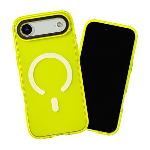 SteepLab Magnetic Barrier Case for iPhone 17 Air, Compatible with MagSafe, Impact Absorbing 360 Degree Protection with Built-in Magnets (Hi-Energy Neon Yellow)
