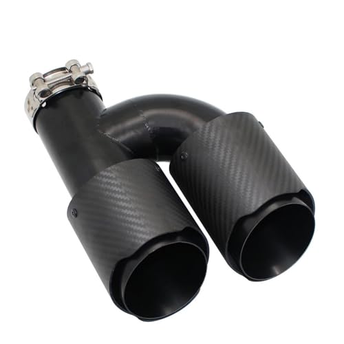 Embout échappement double noir 63mm universel silencieux pour voiture en carbone
