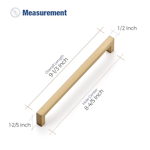 Image of Ravinte 30 Pack Champagne Bronze Cabinet Handles 8-4 /5 Inch Hole Center Stainless Steel Kitchen Square Cabinet Pulls for Dresser Drawer Cupboard Handles with Screwdriver