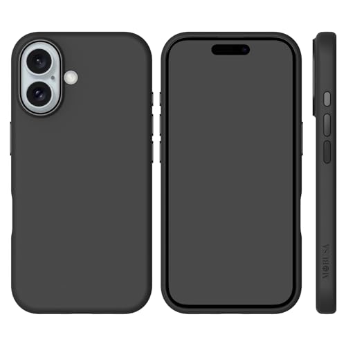 Image of Premium Liquid Silicon Back Cover case for iPhone 16|Soft Micro Fibre Lining Inside| Shockproof dust Free Back Cover case| magsafe Silicon case for iPhone 16|Military Grade Protection | Black