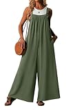 Lepunuo Womens Casual Jumpsuits Summer Boho Wide Leg Rompers Sleeveless Overalls Pleated Jumpers with Pockets