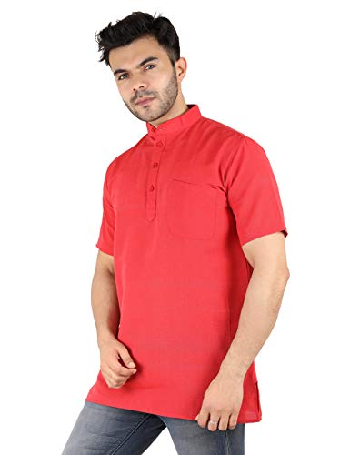 Image of LATEST CHIKAN Men's Cotton Regular Casual Strped Short Kurta Half Sleeves - (SK-LJ.DS.AS)