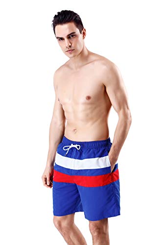 Milankerr Men Swim Trunks With Mesh Liner,Men Bathing Suit,Swimming Trunks For Men,5.5 Inseam,Upf50+ (Bluestripe, Small) #TOP4