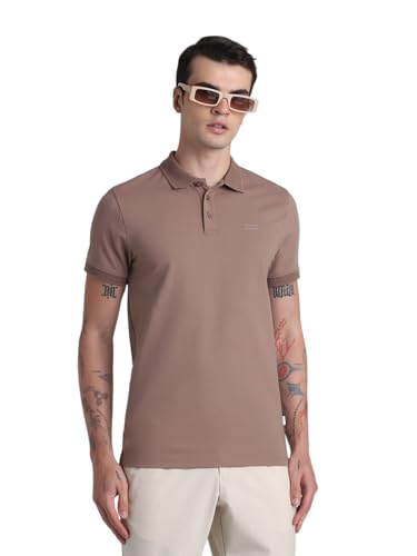 Image of JACK & JONES Men's Cotton Solid Slim Fit Polo T-Shirt