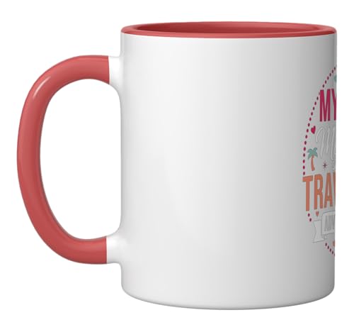 Mini Me Travel Buddy Adventures Mother Daughter Getways Ceramic Mug, Red/White