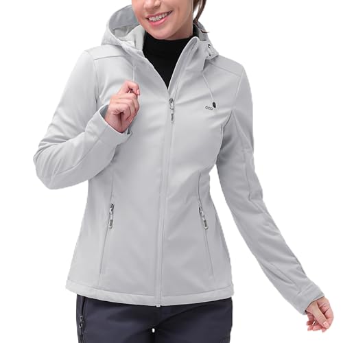 33,000ft Women's Softshell Jacket with Hood Waterproof Lightweight Windbreaker Windproof
