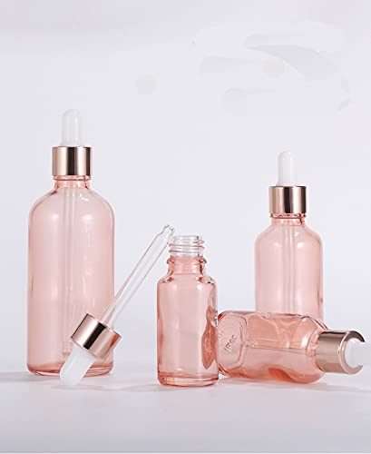 4 Pack Glass Dropper Bottles,10ml/15ml/30ml/50ml/100ml Essential Oil Bottles Dropping Bottles With Rose gold Cap Perfume Empty Travel Sample Vials Essence Liquid Cosmetic Containers(10ml)2