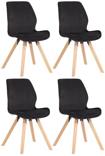 In And OutdoorMatch Silla Lulu - Negro - Juego de 4 - Terciopelo - Tapicería de alta calidad - Silla elegante - Aspecto lujoso