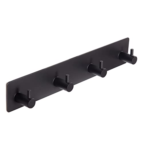 Black Adhesive Towel Hooks for Bathrooms Wall Mount no drill
