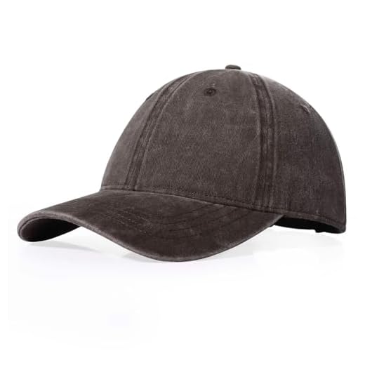XXL Hats for Men Big Head, Large Baseball Cap for Women, Oversized Trucker Hat Low Crown Hat Washed Plain Denim Dad Hat, Coffee, One Size