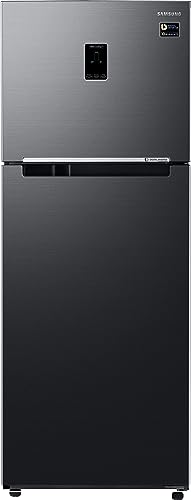 Image of Samsung 385 L, 3 Star, Optimal Fresh+, Digital Inverter with Display, Frost Free Double Door Refrigerator (RT42C553EBX /HL, Luxe Black)