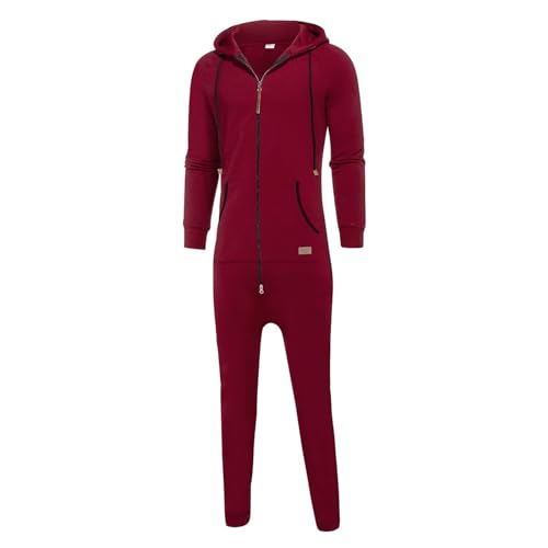 Men's Hooded Jumpsuit Zip Up One Piece Pajamas Playsuit Jogger Casual Sweatsuit Overall Romper Going Out Loungewear4