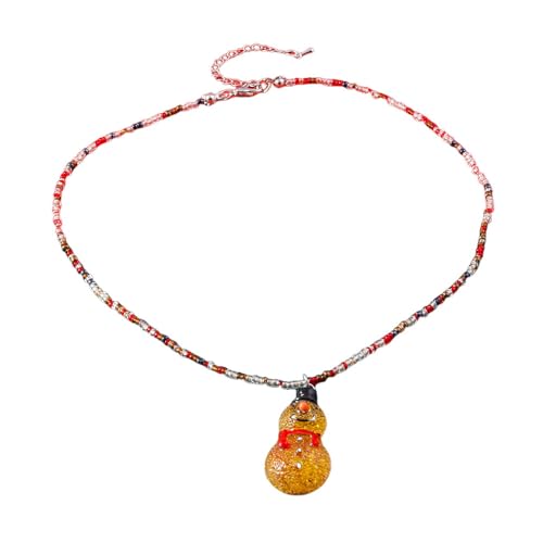 Collier de perles de Noël avec pendentif cloche et gants du Père Noël pour les fêtes