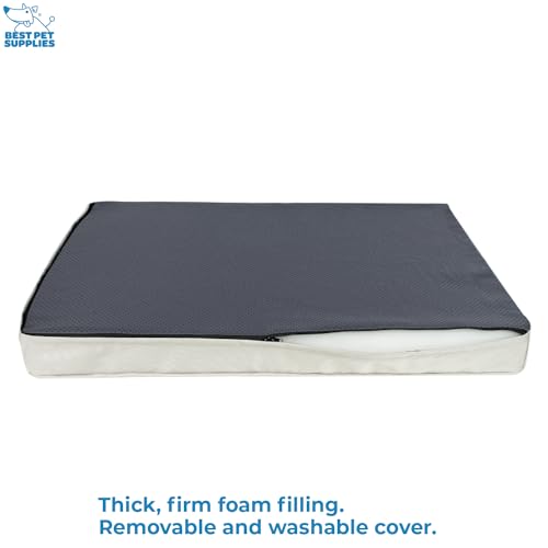 Best Pet Supplies Orthopedic Dog Bed with Memory Foam, Washable Dog Crate Mat for Small, Medium & Large Dogs, Thick Mattress for Crates, Kennels or Floor, Waterproof Pet Bed - Beige, 41 x 29 x 4