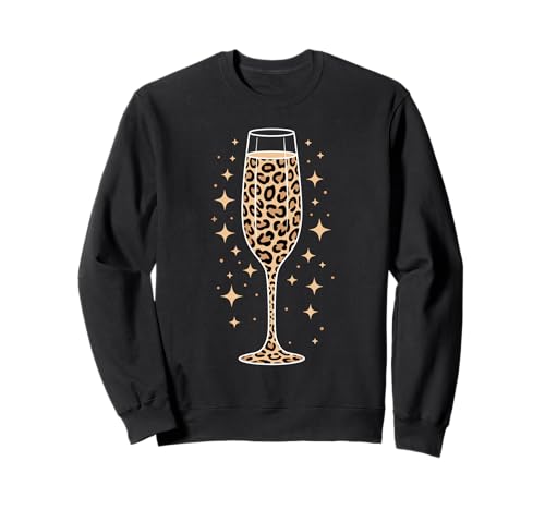 Motif Léopard Verre De Champagne Vin Mousseux Sweatshirt