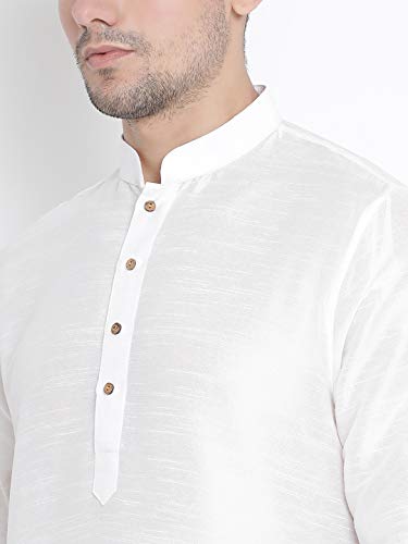 Image of VASTRAMAY VM Mens Silk Blend Kurta Pyjama Set - Classic Ethnic Attire for Timeless Style and Cultural Celebrations | Soft Comfortable Solid Full Sleeves Kurta and Churidar Pyjama Set