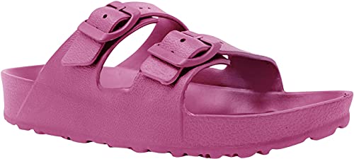 Hey Collection Women's Sandals Double Strap Adjustable EVA Flat Casual Comfort Footbed Slippers