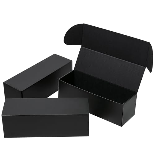 Black Shippping Boxes 12x4x4 Inches 25 Pack Corrugated Cardboard Mailing Box for Small Business, Tab Locking Literature Mailer Packaging Supplies for Packing Gifts Craft Wines Flowers