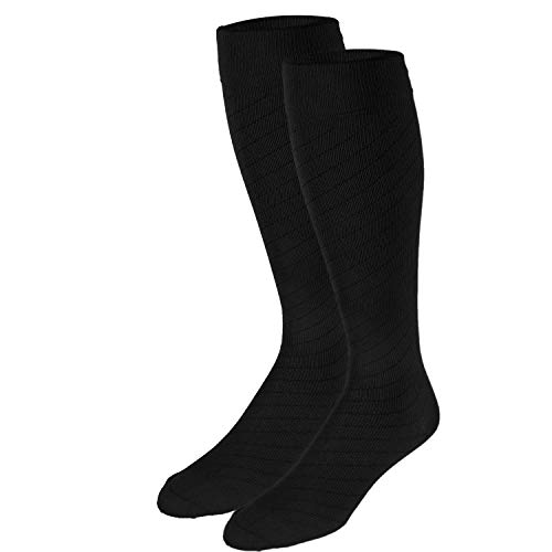 Image of Truform Travel Compression Socks for Men and Women, 15-20 Knee High Over Calf Length, Navy, Small