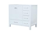 ARIEL Cambridge A037S-L-BC-WHT 36' Inch Single Left Offset Solid Wood White Bathroom Vanity Base...