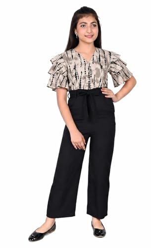 Image of Girls Flared Sleeves Printed Jumpsuit-66