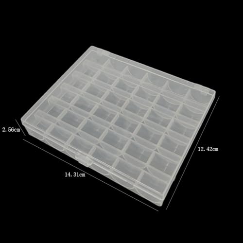 Image of 2 Pieces Sewing Machine Bobbin Case Box Plastic Empty Bobbin Case Box 36 Slots Embroidery Bobbin Case Box Embroidery Machine Bobbin Case Box Sewing Machine Bobbin Organizer Storage, Clear