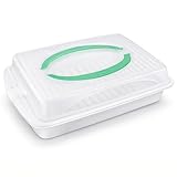 HRB Kuchencontainer mit Deckel & Tragegriff &ndash; Blechkuchenbeh&auml;lter Kunststoff 45x30 cm, Transportbox f&uuml;r Kuchen & Muffins, Klickverschluss, BPA-frei, Kuchen Transportbox