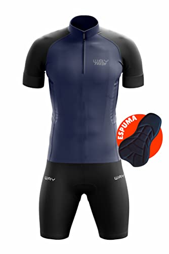 Conjunto de Ciclismo Masculino Camisa+Bermuda Acolchoada Bike Mtb (Azul Marinho, M)