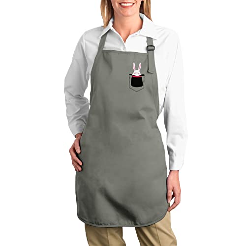 Tablier cuisine gris idée cadeau originale avec son motif lapin magique
