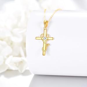 Kecho 14k solid gold nurse necklace stethoscope pendant jewelry graduation birthday nurse gifts for women nurse doctor medical student  urban country home decor