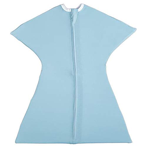 SleepingBaby Zipadee-Zip Swaddle Transition Baby Swaddle Blanket with Zipper, Cozy Baby Swaddle Wrap and Baby Sleep Sack (Small 4-8 Months | 12-19 lbs, 25-29 inches | Classic Baby Blue)
