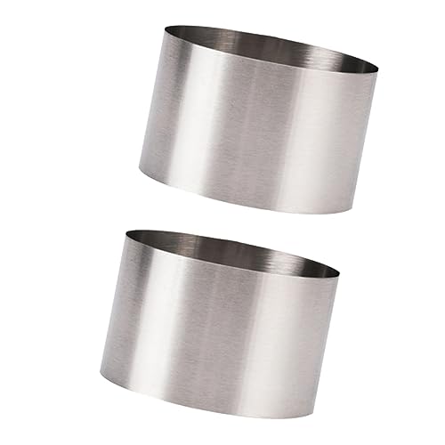 VOSAREA 2Pcs Stainless Steel Mousse Ring Baking Mold Round Cake Cookie Pastry Cutter for DIY Cooking Mousse Cake Biscuits Easy Baking