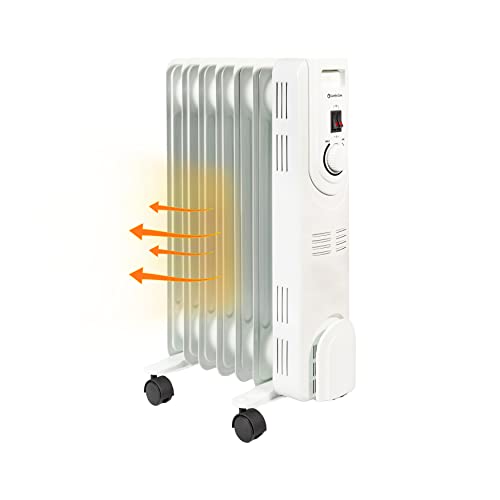 Comfort Zone Electric Oil-Filled Radiant Radiator Space Heater, Never Refill, Adjustable Thermostat, Tip-Over Switch & Overheat Protection System, Ideal for Home, Bedroom, & Office, 1,200W, CZ7007J