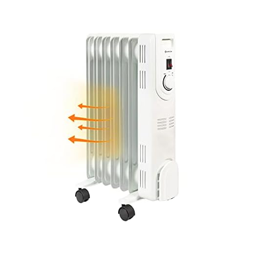 Comfort Zone Electric Oil-Filled Radiant Radiator Space Heater, Never Refill, Adjustable Thermostat, Tip-Over Switch & Overheat Protection System, Ideal for Home, Bedroom, & Office, 1,200W, CZ7007J