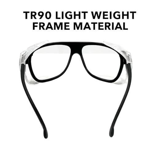 Image of FAMOUS Prescription safety eyeglass frames for men and women tr90 material polycarbonate side shield material black colour frame