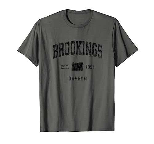 Brookings Oregon OR Vintage Athletic Black Sports Design T-Shirt
