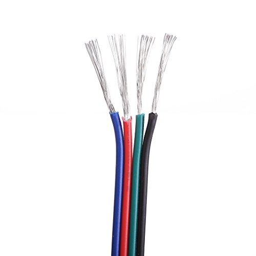 C-able 100ft(30.5m) 22 AWG 4Pin RGB Wire Extension Cable with Spool, Led Lights Wires Strip Extend Wire for 5050 3528, with 8PCS RGB Led Strip Connectors