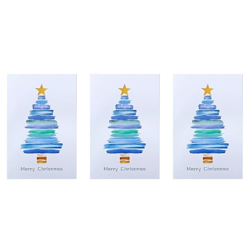 Wzxhew 3 tarjetas de felicitación de árbol de Navidad vivo, 3 piezas, 4 estilos por juego, sobre de embalaje individual, puede enviar familiares, amigos, colegas, ancianos, niños, esposa (B, talla
