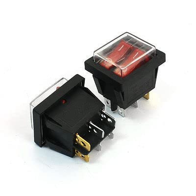 Interrupteur rocker étanche rouge illuminé marche arrêt 2 SPST 250V