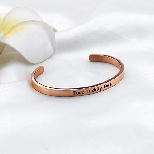 Image of bobauna Fuck Fuckity Fuck Mantra Cuff Bangle Bracelet Funny Jewelry Gift For Best Friends