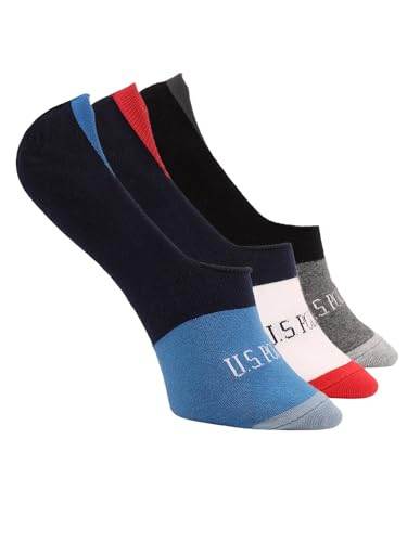 Image of U.S. POLO ASSN. Men's ES014 Contrast Patterned Knit No Show Socks - Pack Of 3