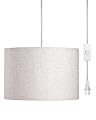 DEWENWILS Plug in Pendant Light, Hanging Light with 15Ft Clear Cord, On/Off Switch, Beige Linen Shade, Hanging Light Fixture for Bedroom, Kitchen, Living Room, Dining Table