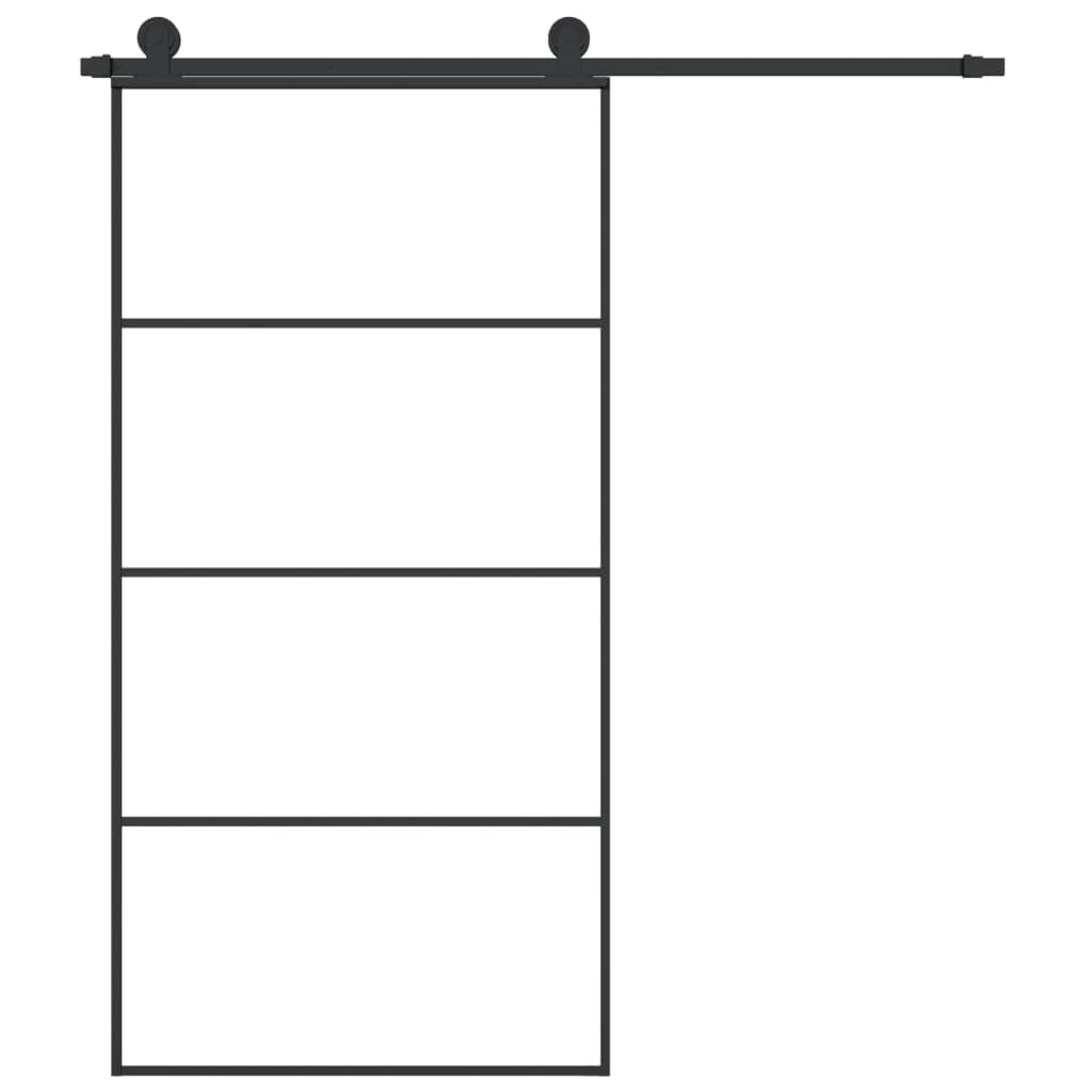 Puerta Corredera de Cristal con Set Herrajes Accesorio Puertas Interior Puerta corredera ESG Vidrio y Aluminio Puertas Interior Cristal para Sala de Estar Salón Habitación-102.5 x 205 cm